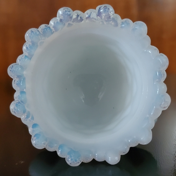 Vntg "Forget Me Not" Milky White Slag Glass Toothpick Holder by Degenhart - Picture 8 of 16